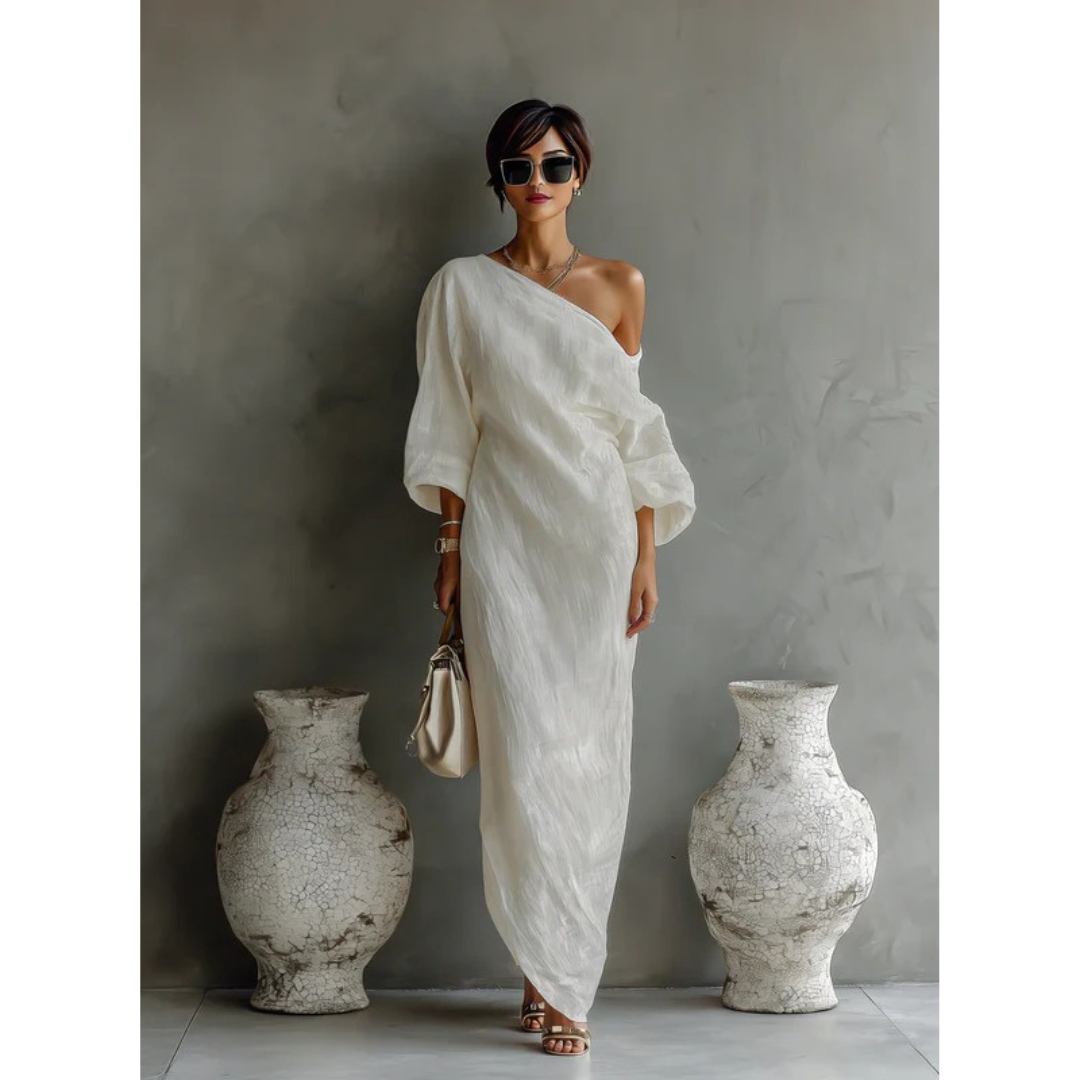 Lena | Damen Sommer Maxikleid Mit One Shoulder