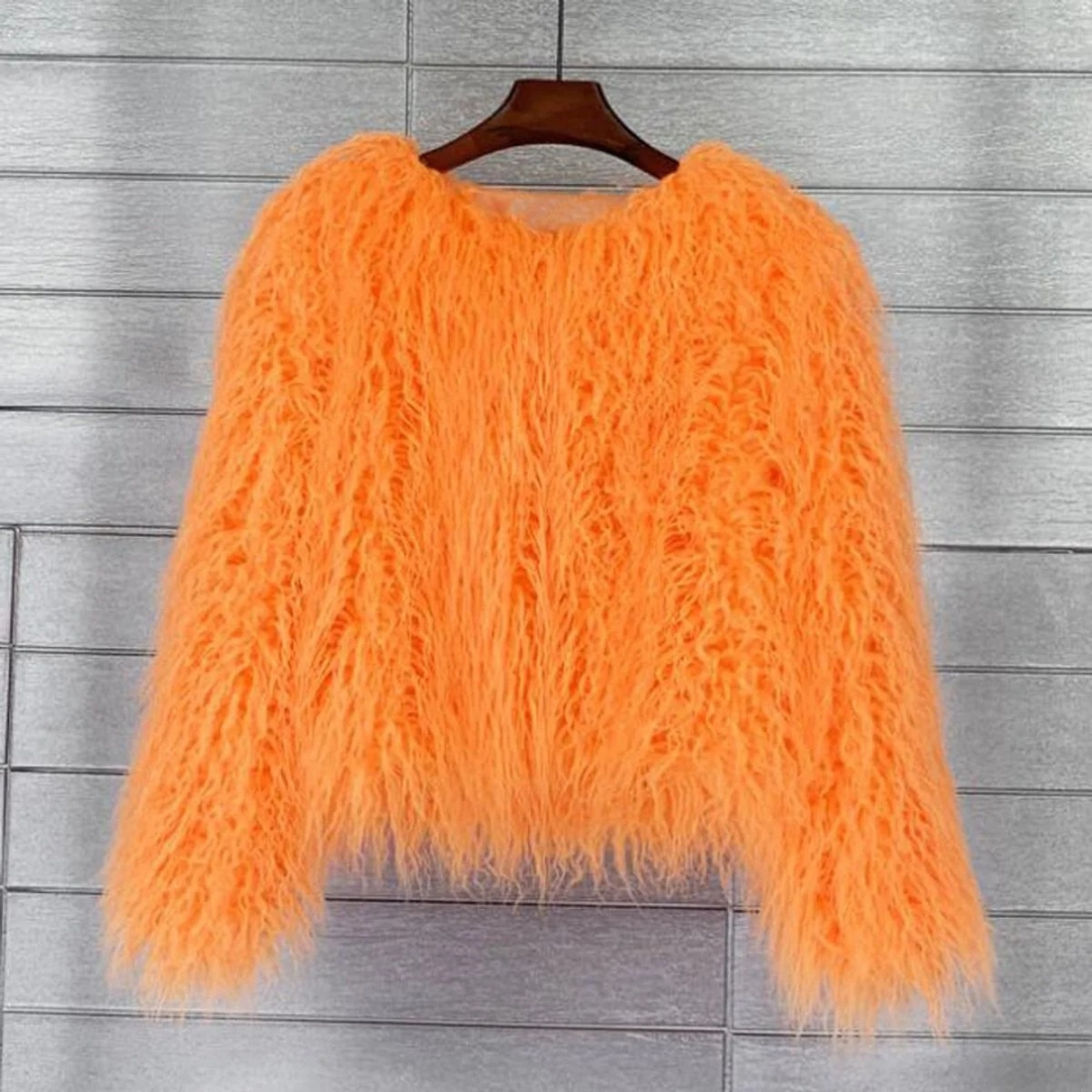 Lena | Damen Winterjacke mit Kunstpelz, Kurze Flauschige Silhouette