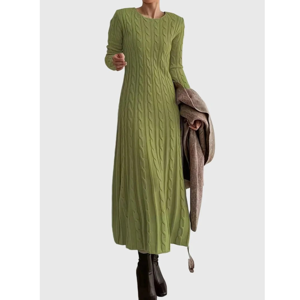 Leni | Damen Elegante Strick Maxikleid