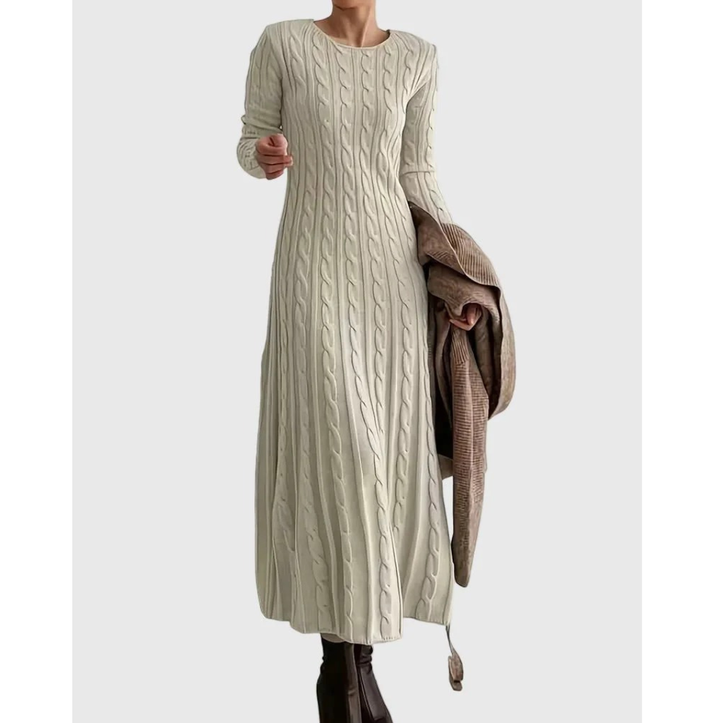 Leni | Damen Elegante Strick Maxikleid