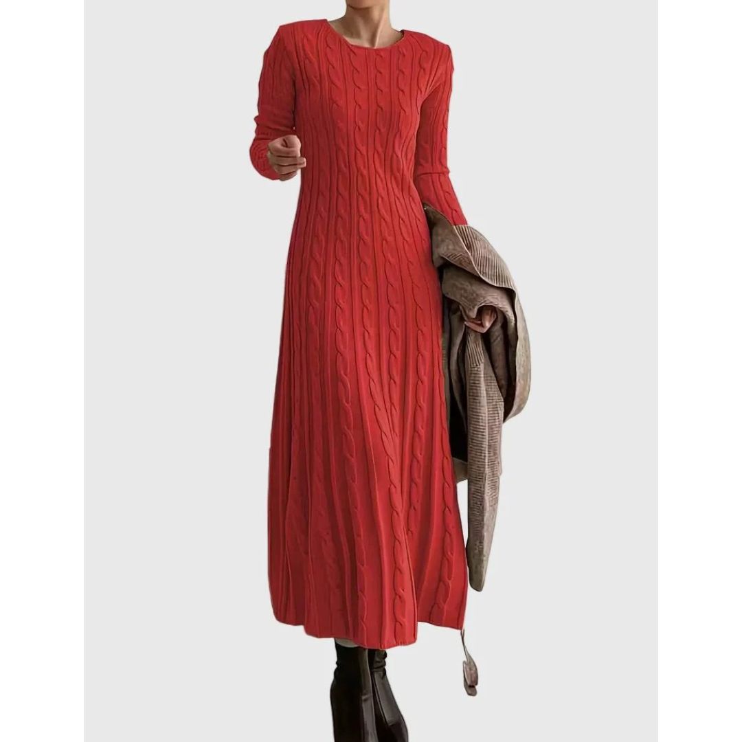 Leni | Damen Elegante Strick Maxikleid