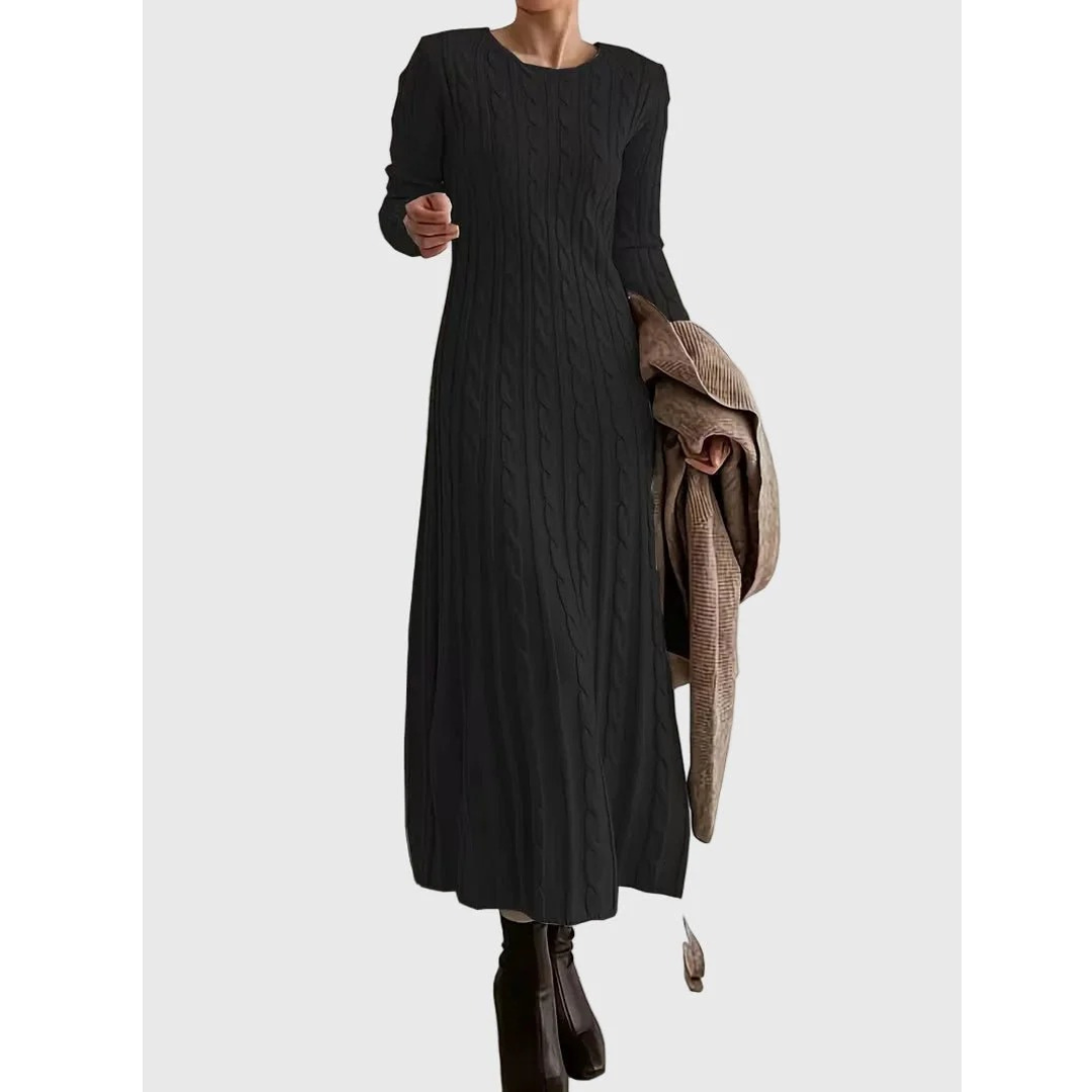 Leni | Damen Elegante Strick Maxikleid