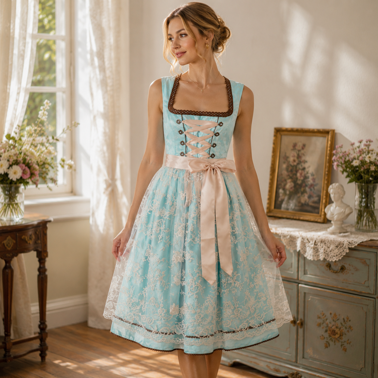 Leni | Damen Oktoberfest Dirndl mit Schürze
