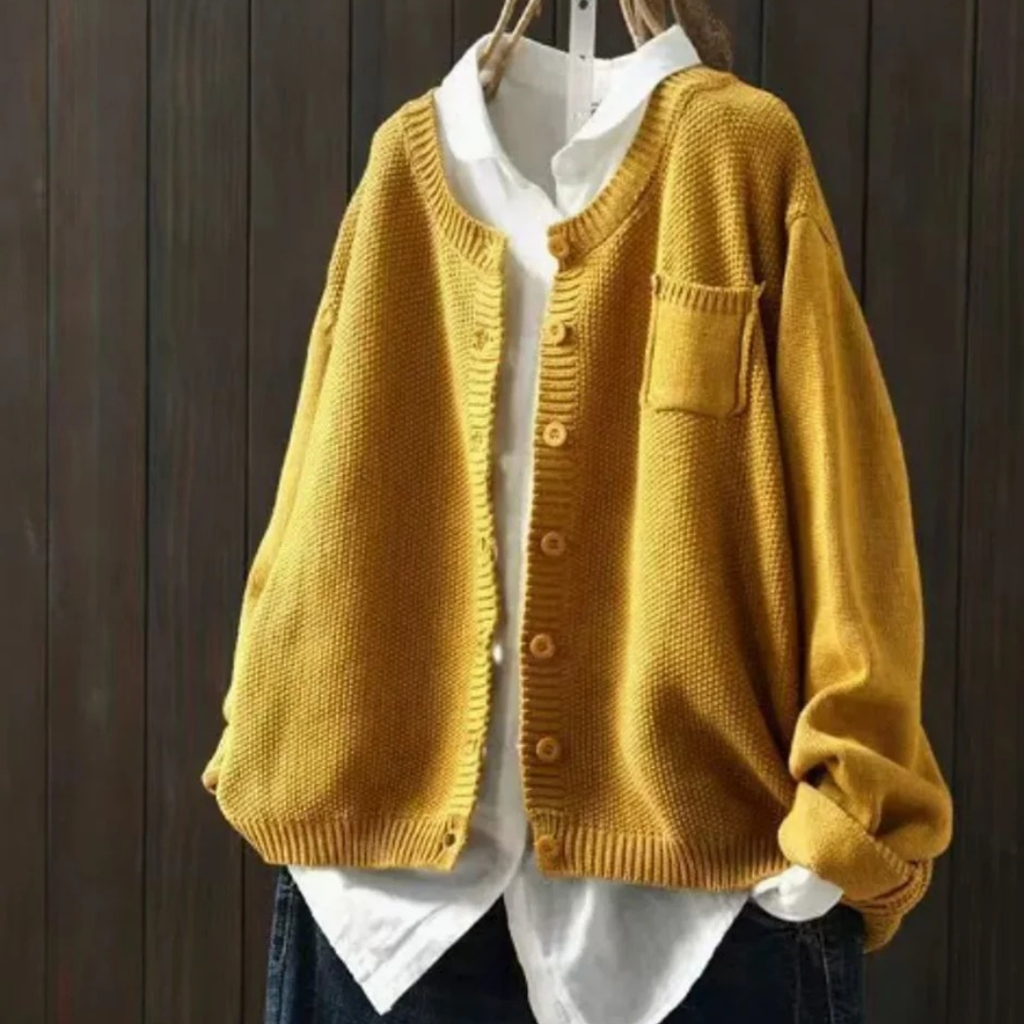 Leni | Damen Oversize Strickjacke mit Taschen