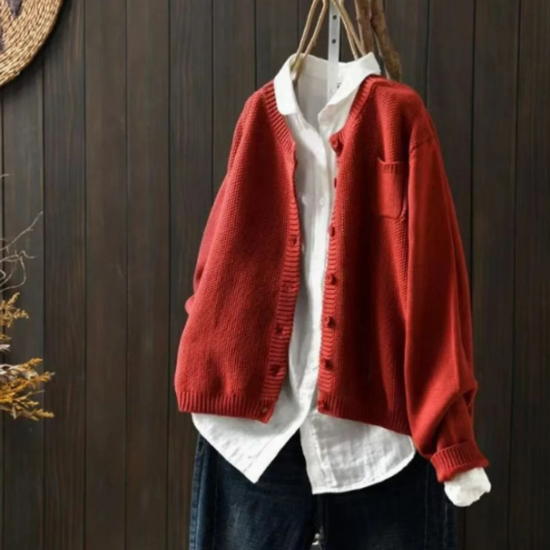 Leni | Damen Oversize Strickjacke mit Taschen