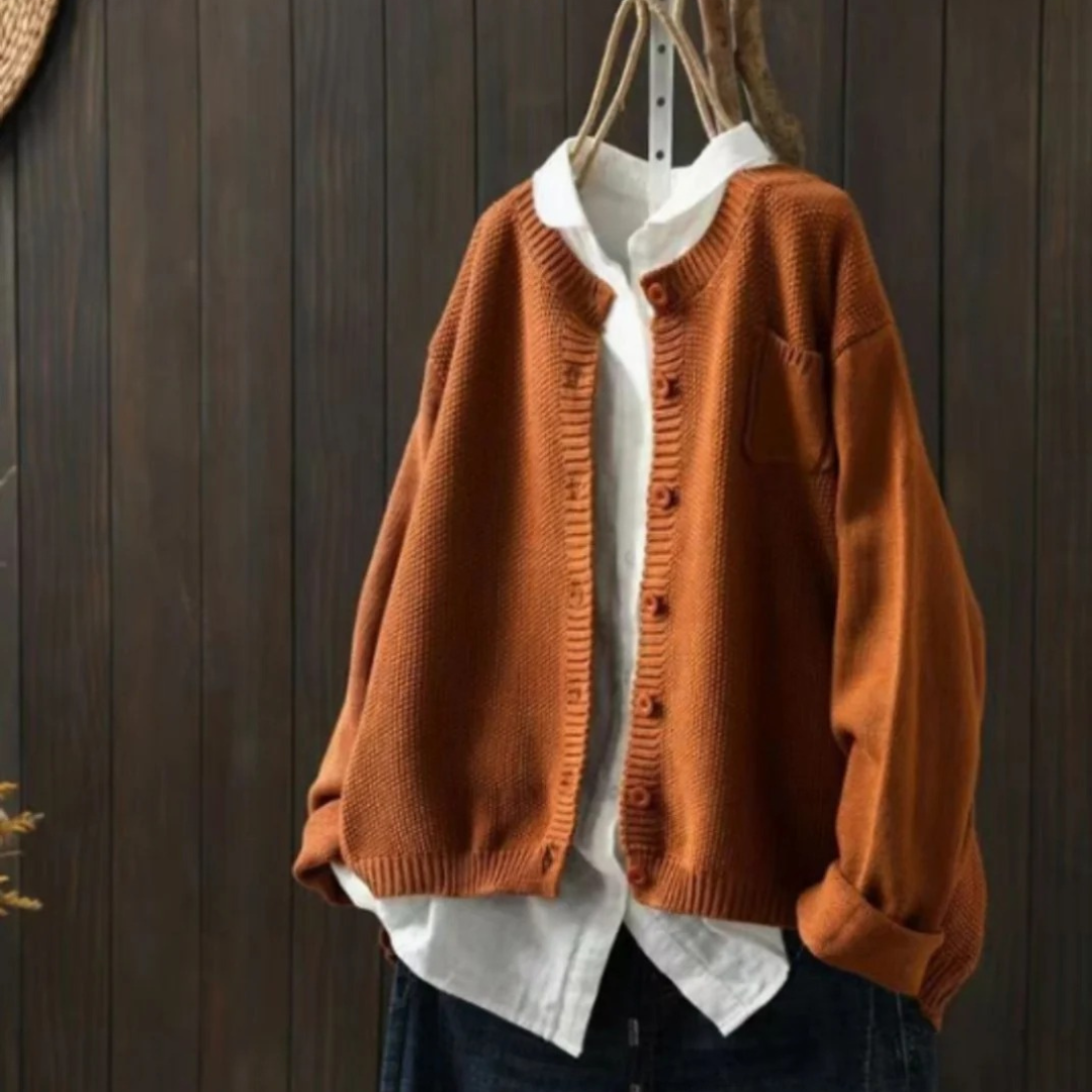 Leni | Damen Oversize Strickjacke mit Taschen