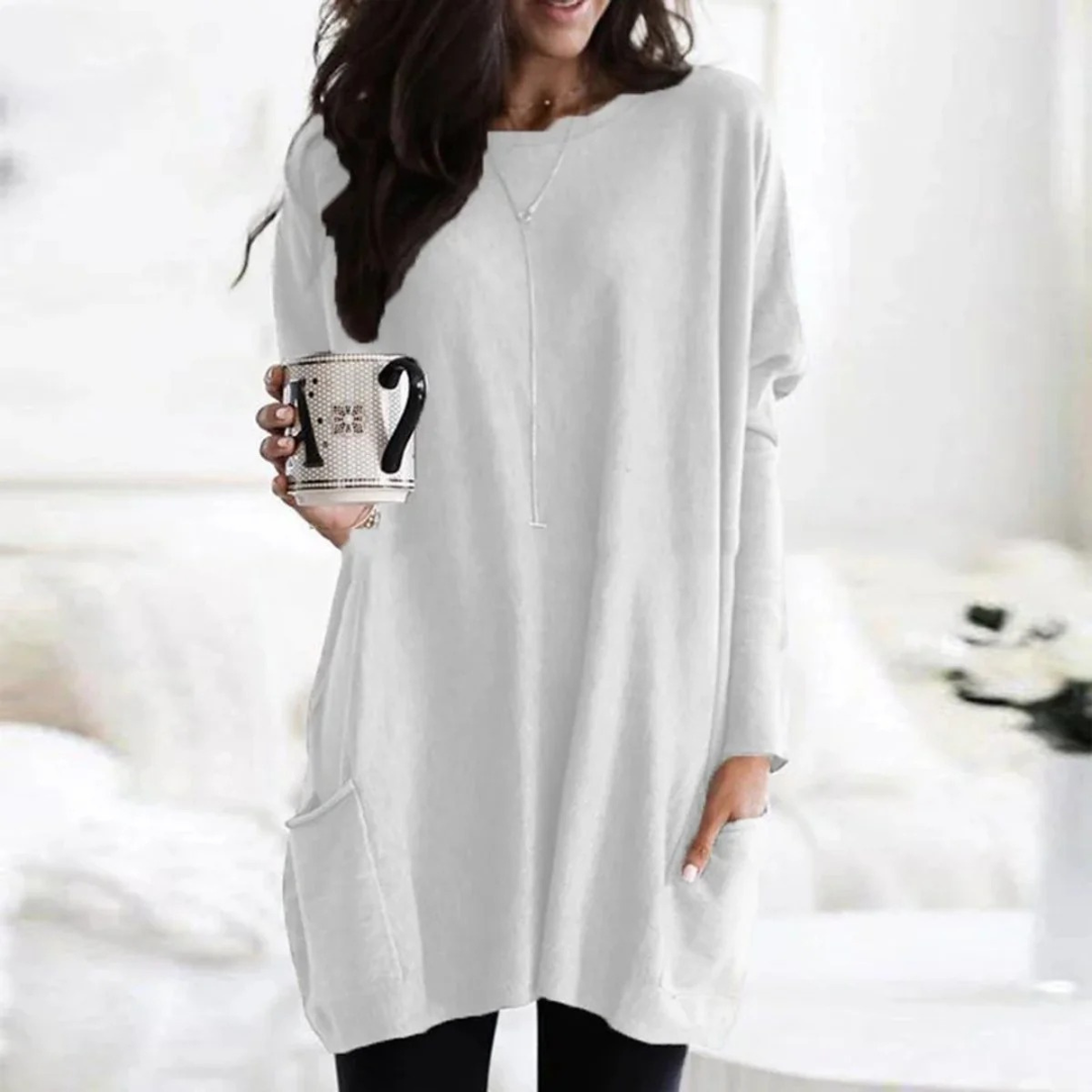 Leni | Damen Oversize Tunika Pullover Mit Taschen