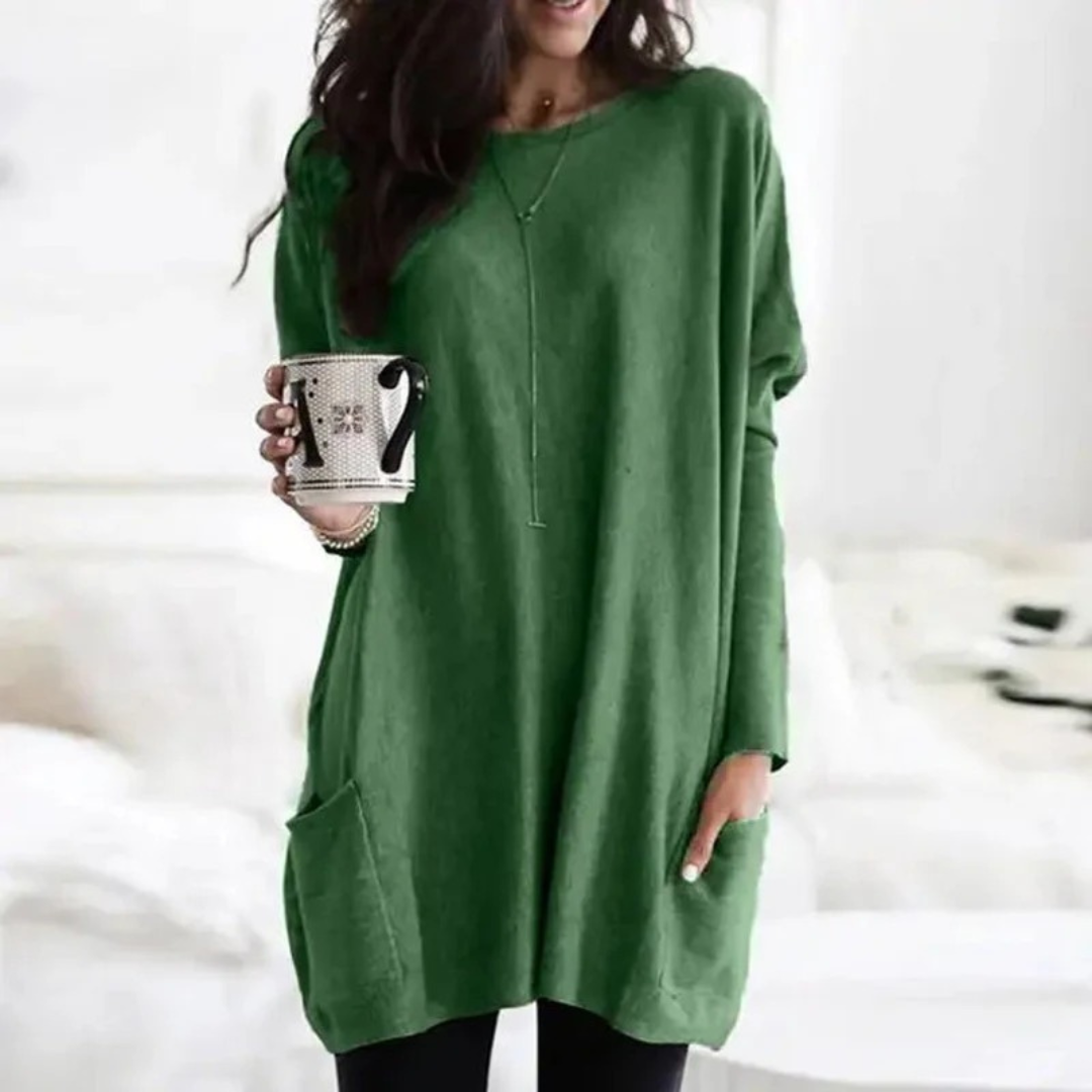Leni | Damen Oversize Tunika Pullover Mit Taschen