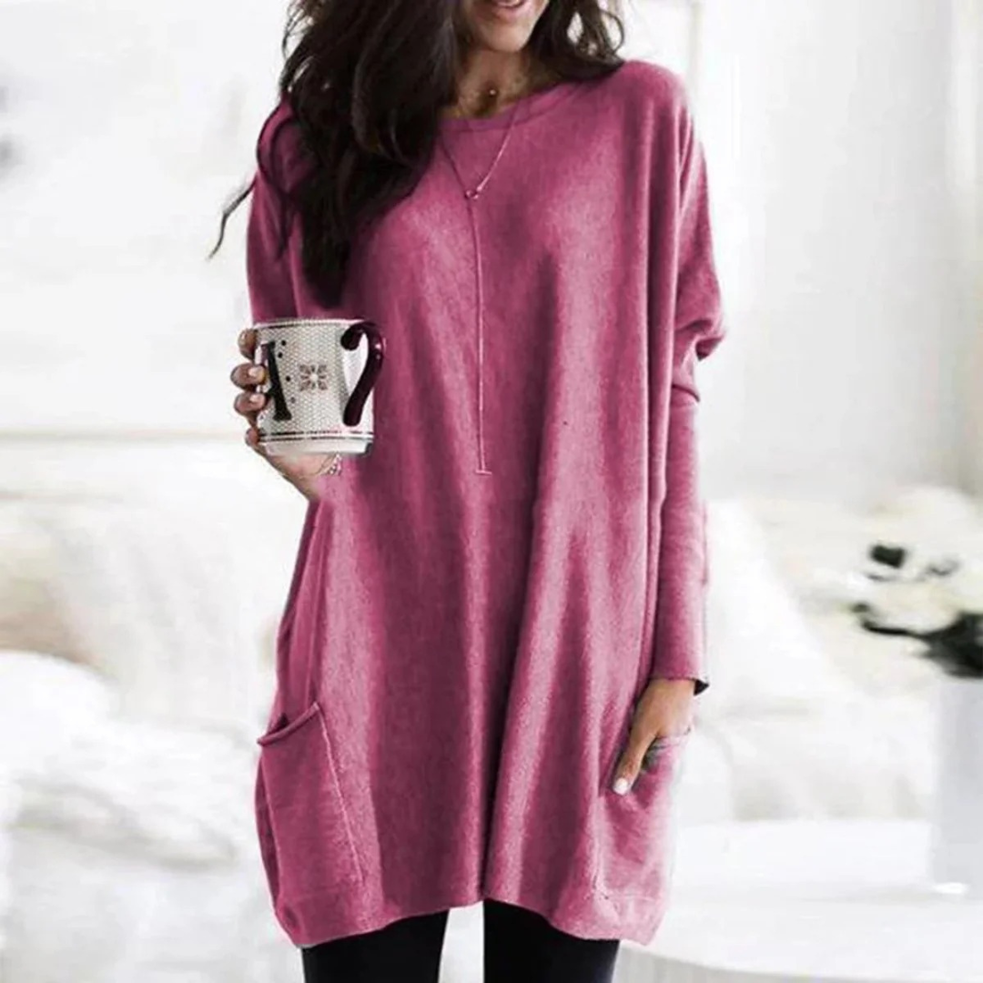 Leni | Damen Oversize Tunika Pullover Mit Taschen