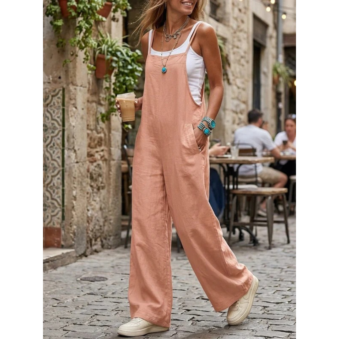 Leni | Damen Sommer licher Wide-Leg Jumpsuit