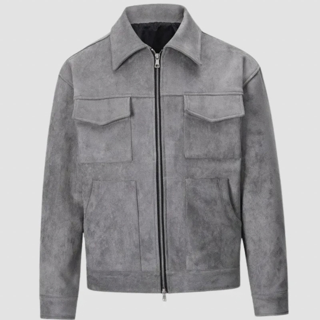Lennard | Herren Jacke mit Wildleder Optik, Trucker Stil und Reißverschluss