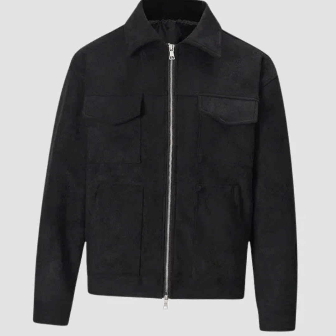 Lennard | Herren Jacke mit Wildleder Optik, Trucker Stil und Reißverschluss
