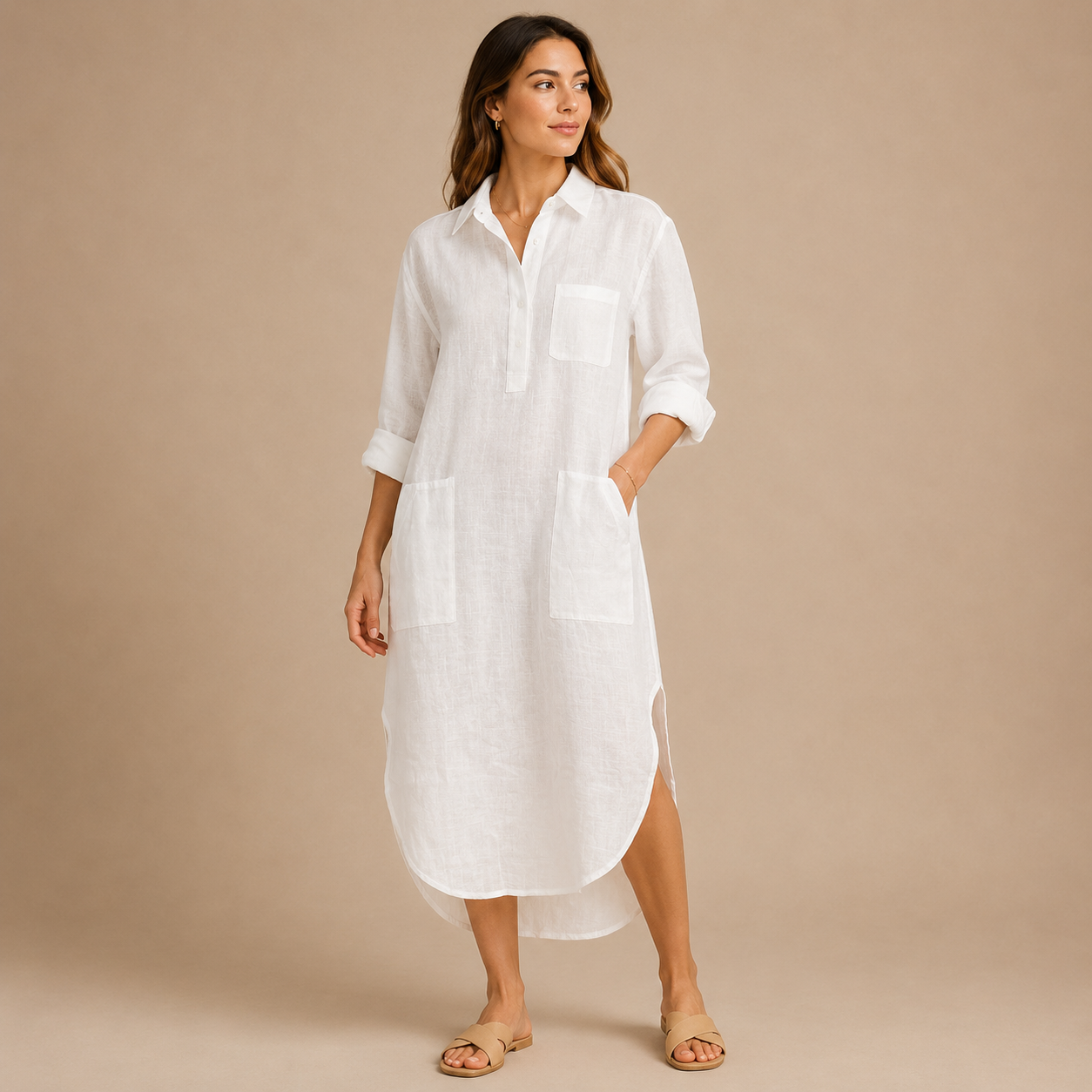 Leonie | Damen Bequem Oversized Midi-Kleid