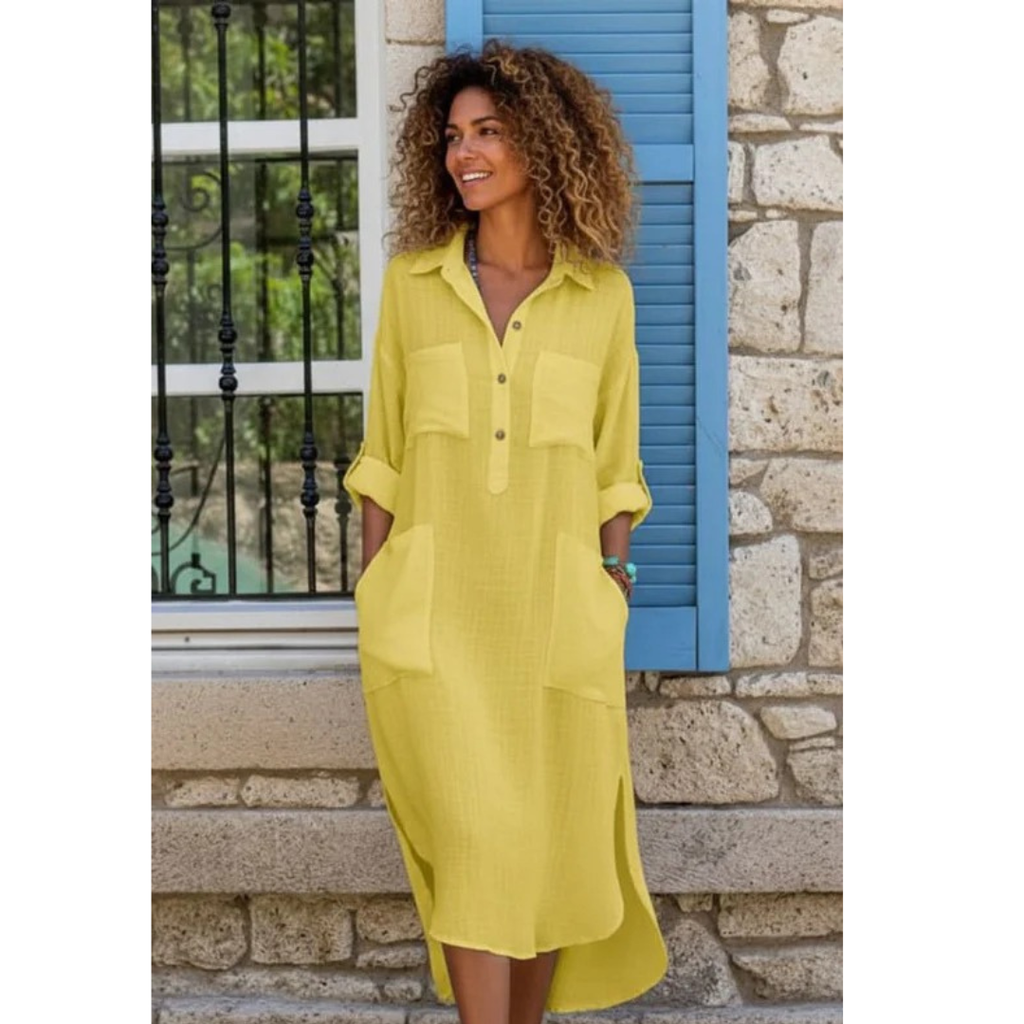 Leonie | Damen Bequem Oversized Midi-Kleid