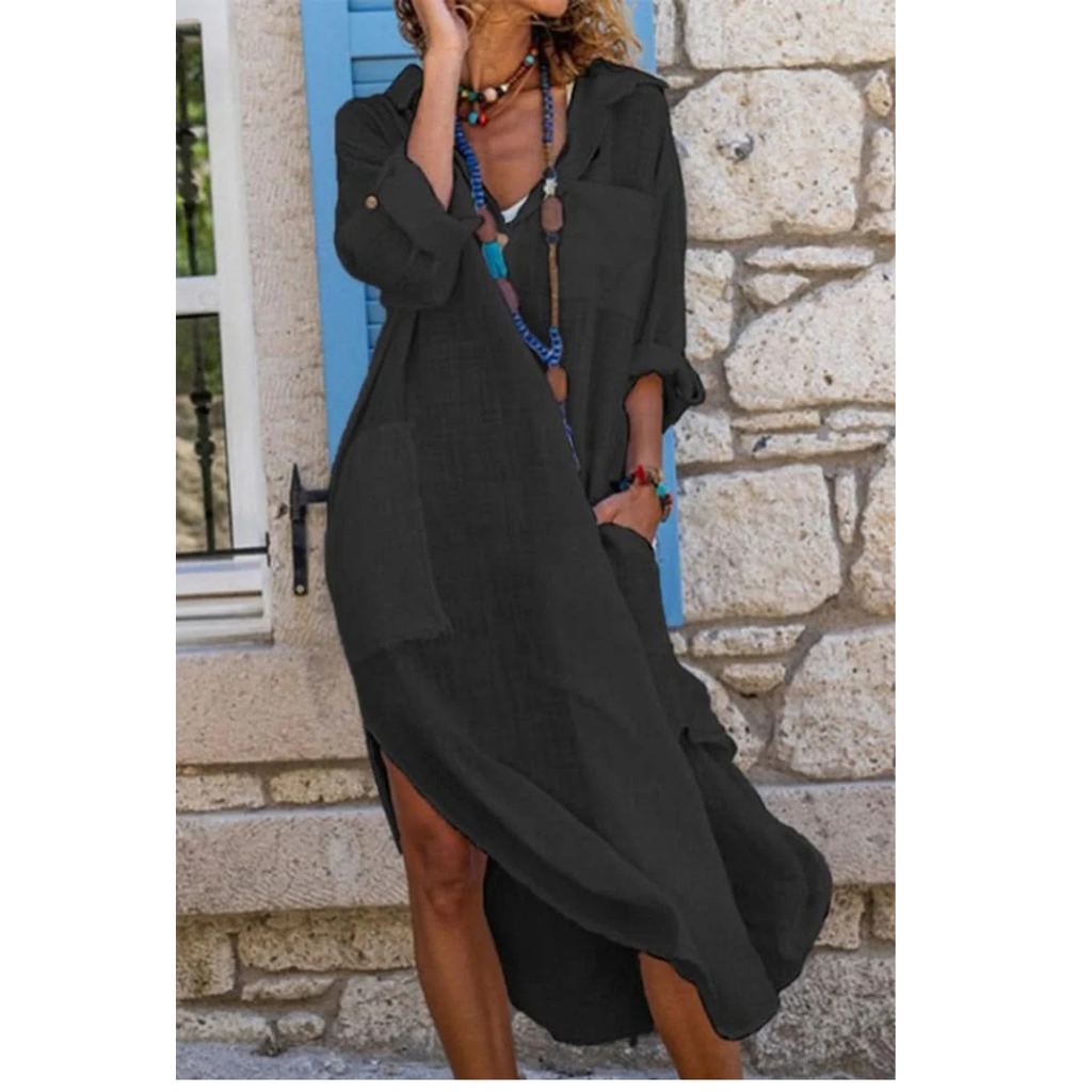 Leonie | Damen Bequem Oversized Midi-Kleid