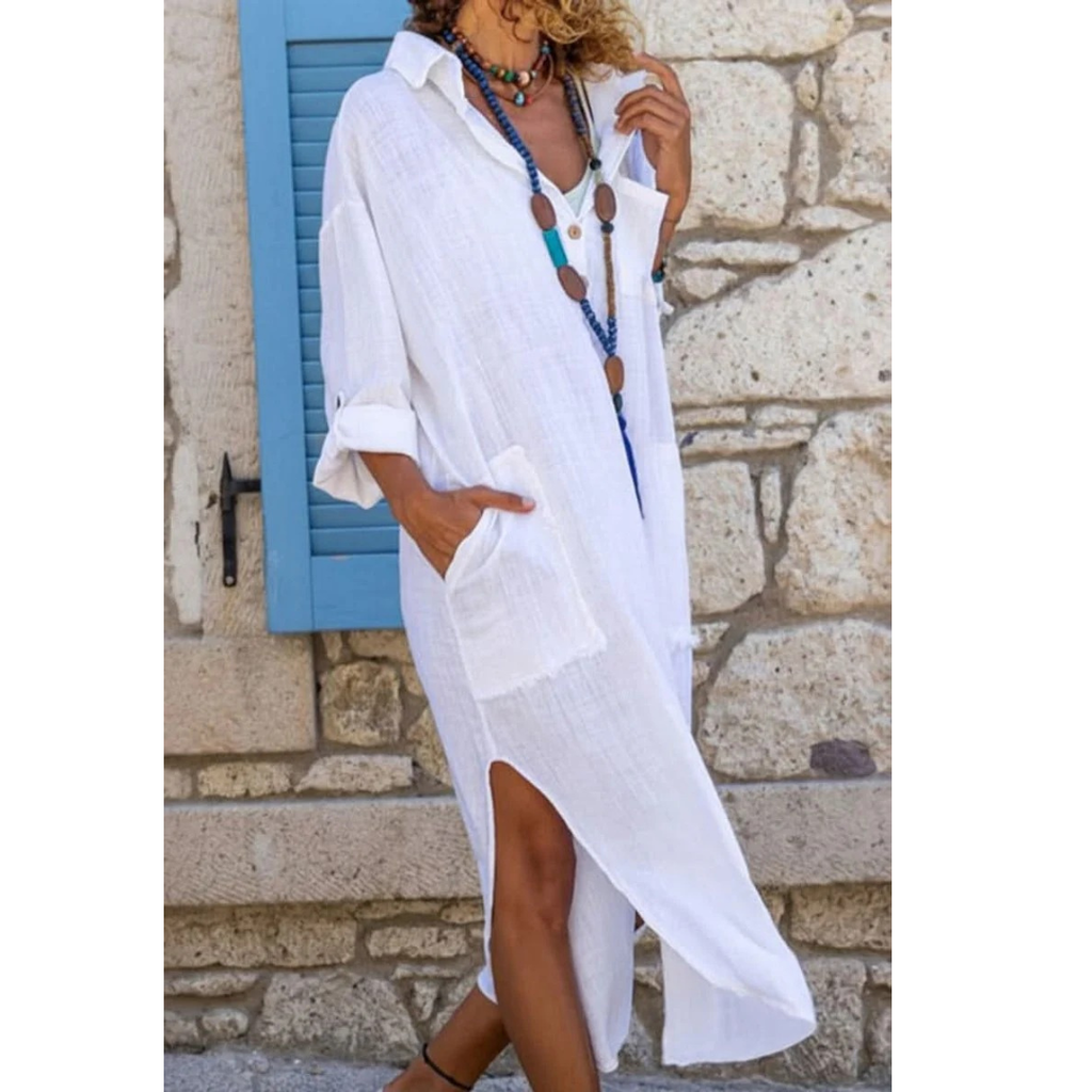 Leonie | Damen Bequem Oversized Midi-Kleid