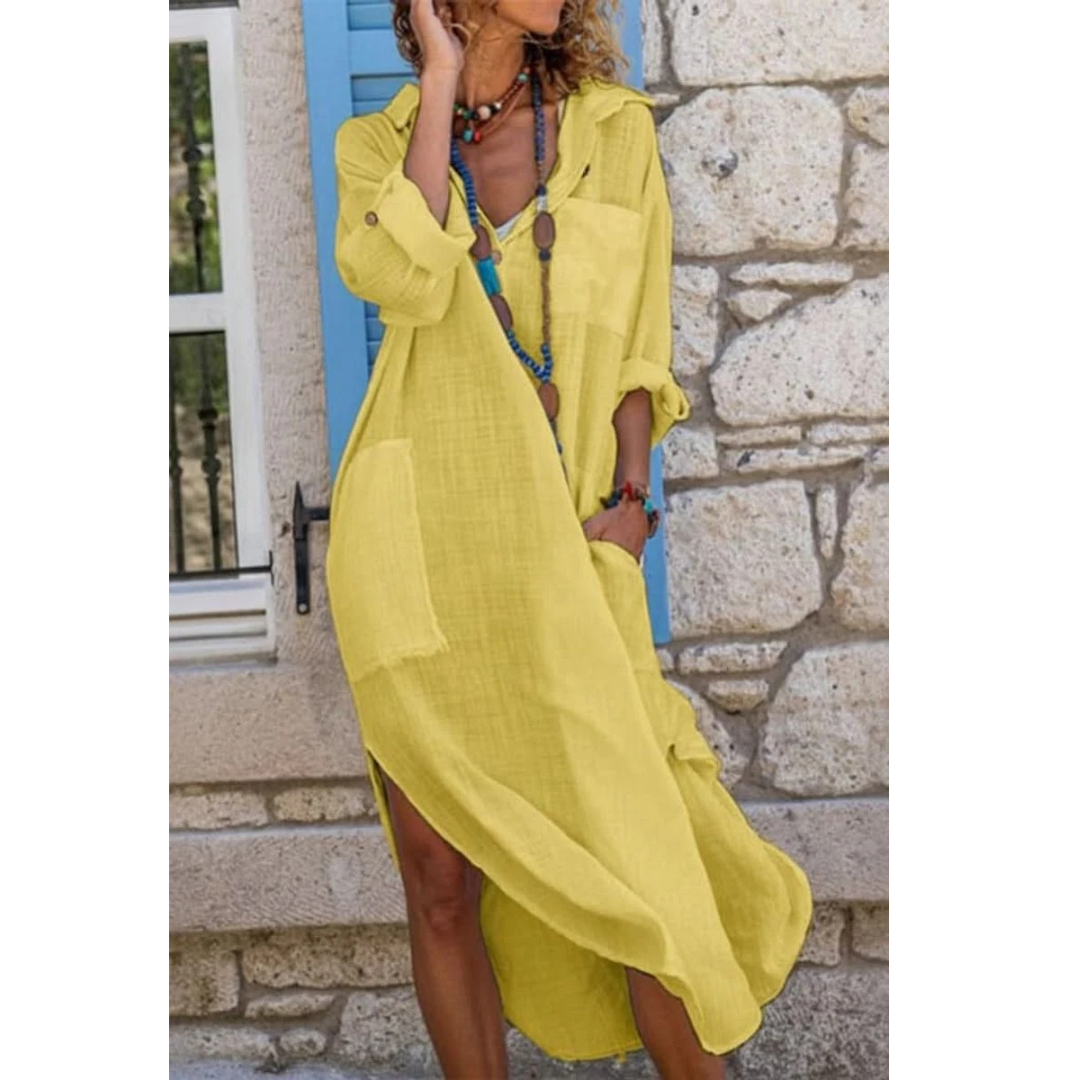 Leonie | Damen Bequem Oversized Midi-Kleid