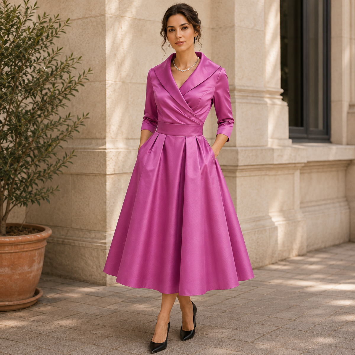 Leonie | Damen Herbst Midikleid für altag