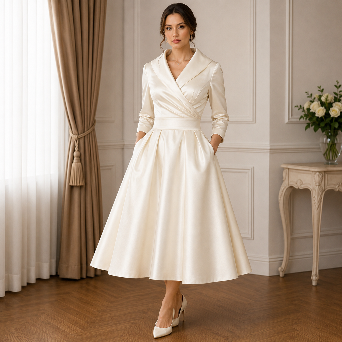 Leonie | Damen Herbst Midikleid für altag