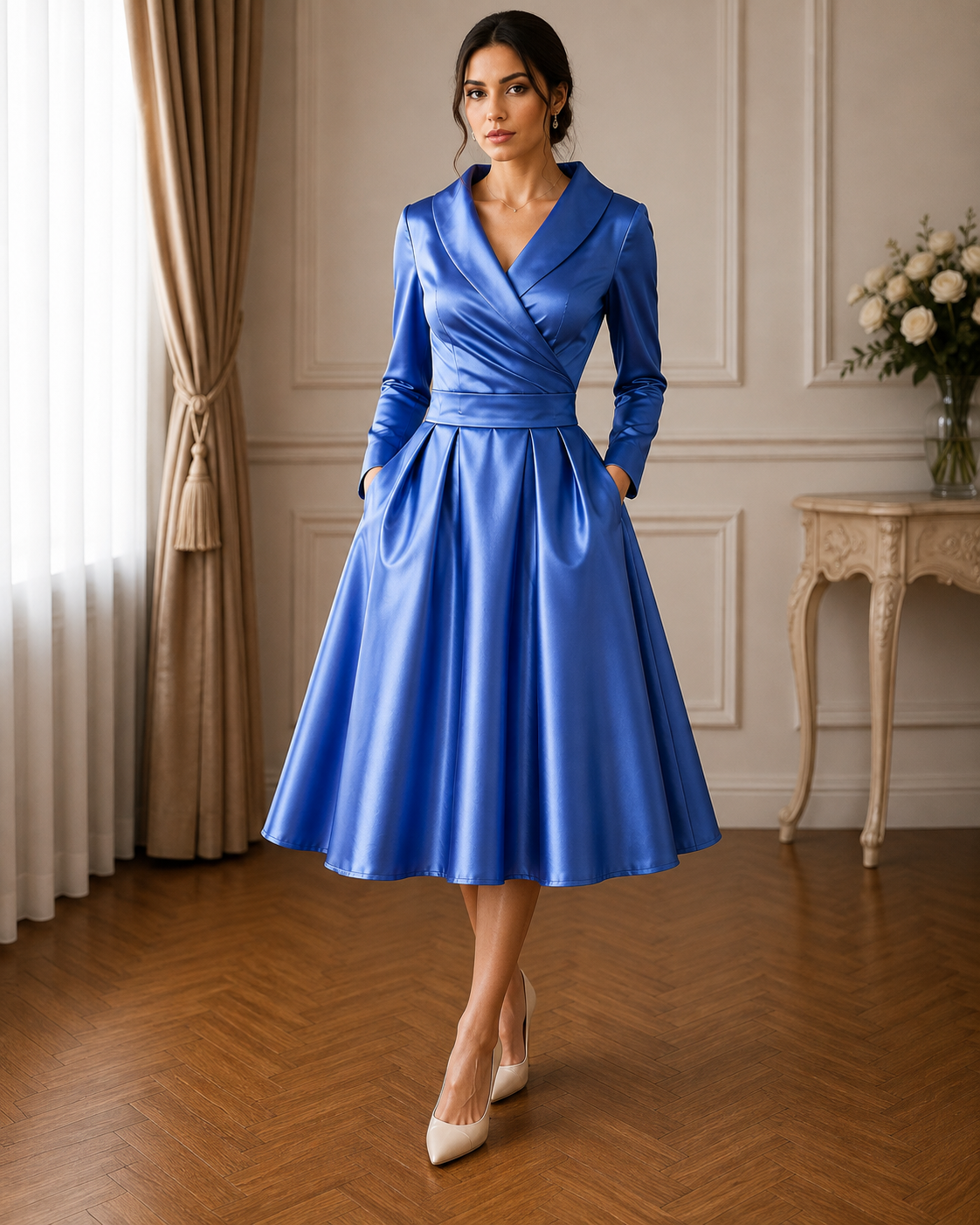Leonie | Damen Herbst Midikleid für altag