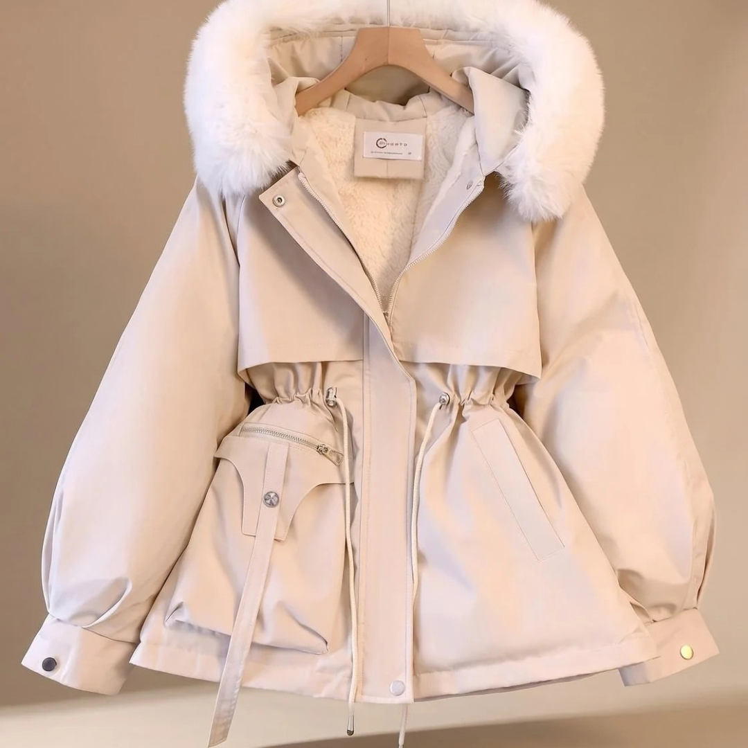 Leonie | Damen Winterjacke mit Fell, Kapuze, Taschen und Parka Stil
