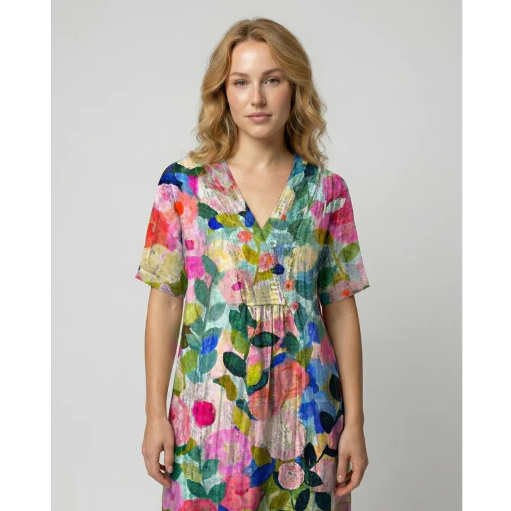 Levke | Damen Locker Leinen Midikleid
