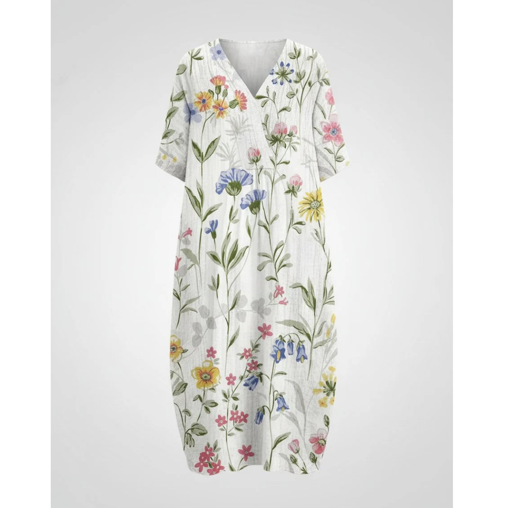 Levke | Damen Locker Leinen Midikleid