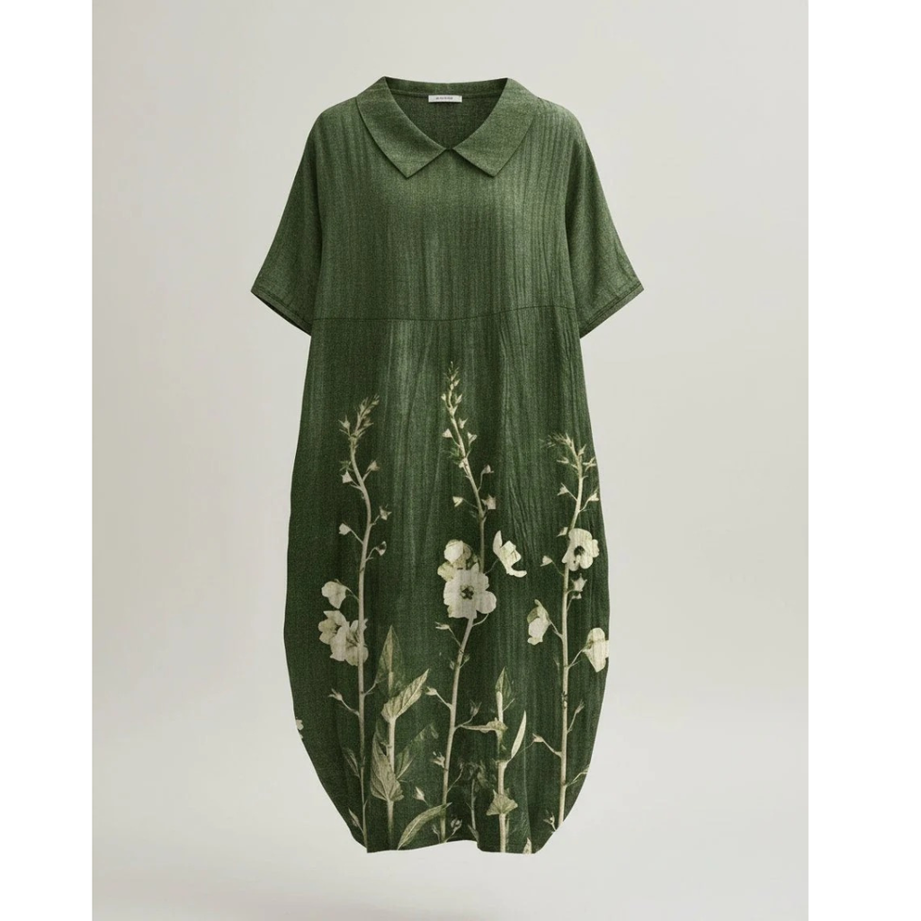 Levke | Damen Locker Leinen Midikleid