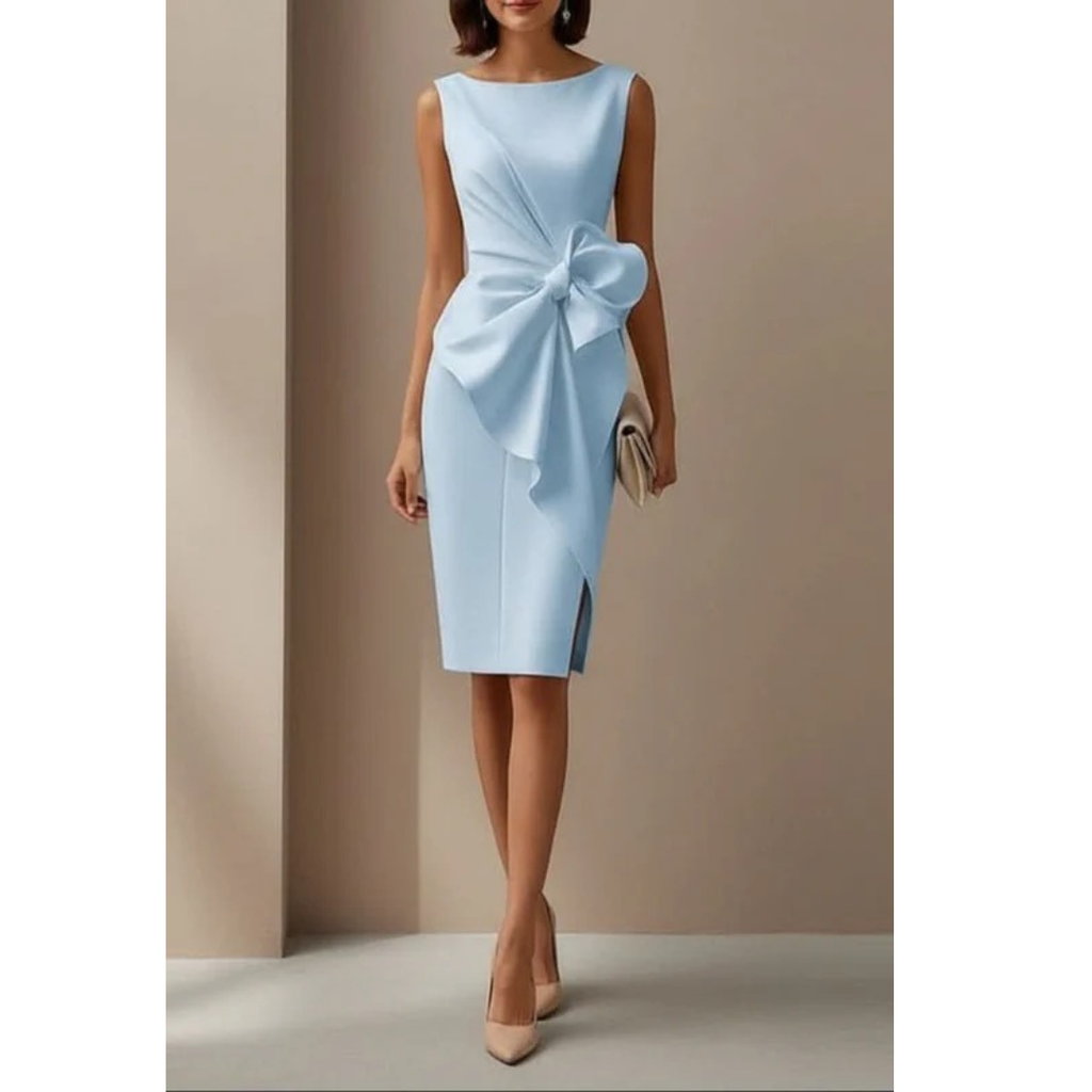 Levke | Damen Stilvolles Midi-Kleid Mit Schleife