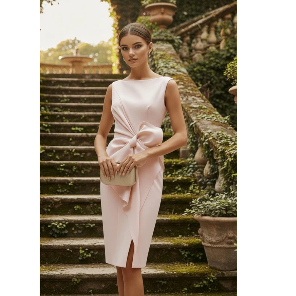 Levke | Damen Stilvolles Midi-Kleid Mit Schleife