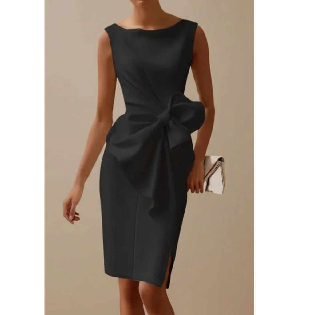 Levke | Damen Stilvolles Midi-Kleid Mit Schleife