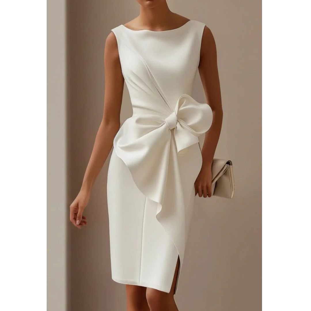Levke | Damen Stilvolles Midi-Kleid Mit Schleife