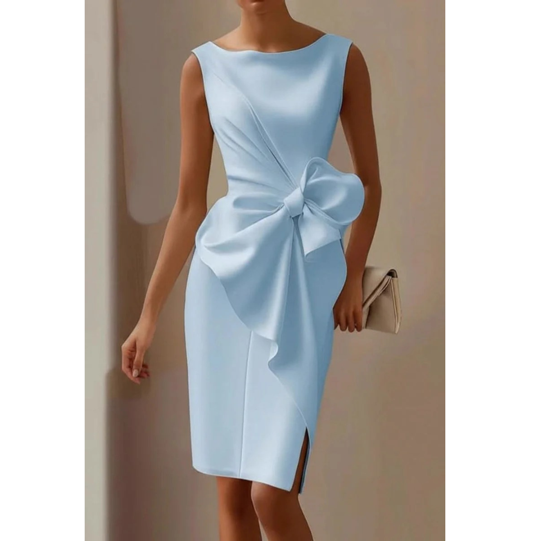 Levke | Damen Stilvolles Midi-Kleid Mit Schleife