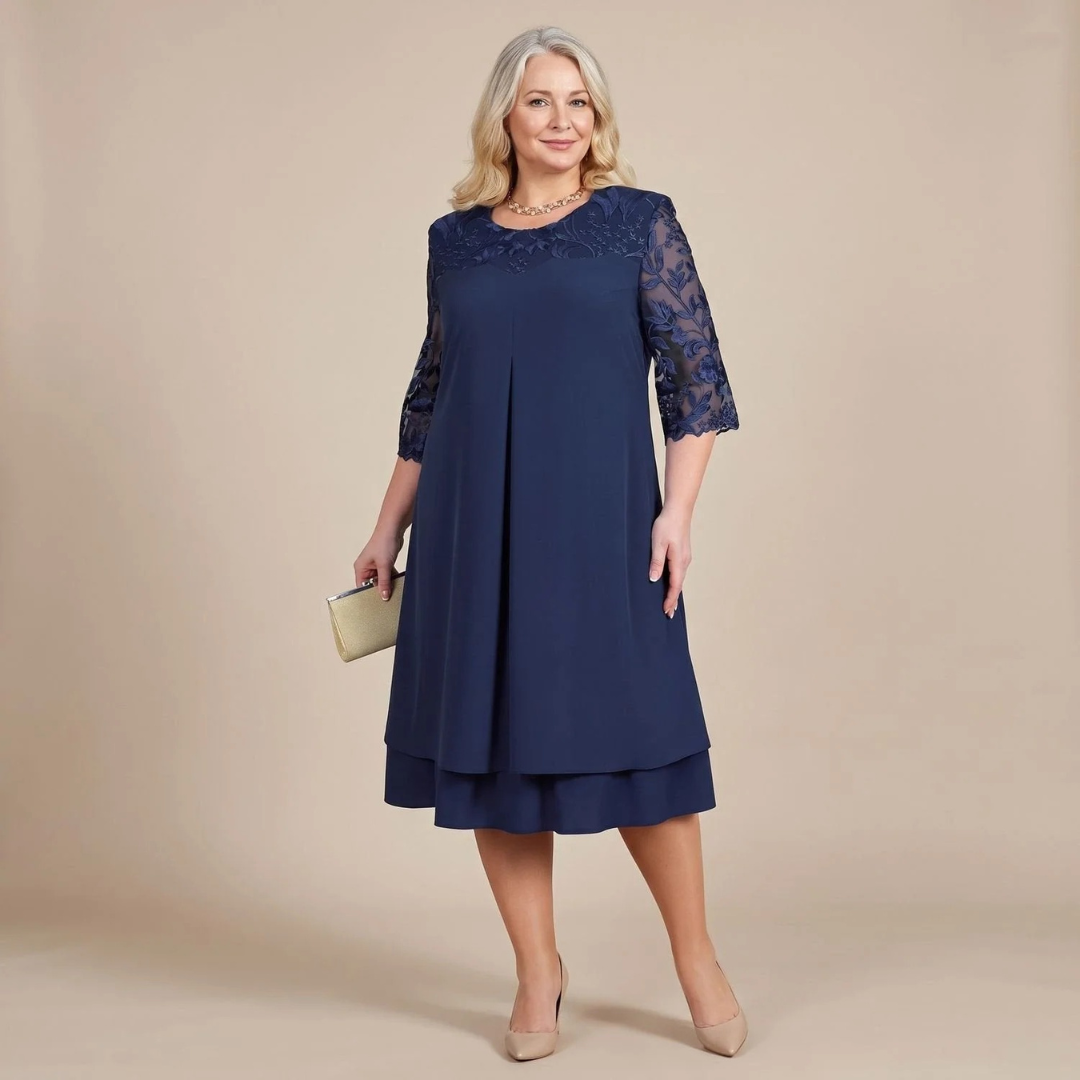 Lieselotte | Damen Midikleid Große Größen mit Blumen