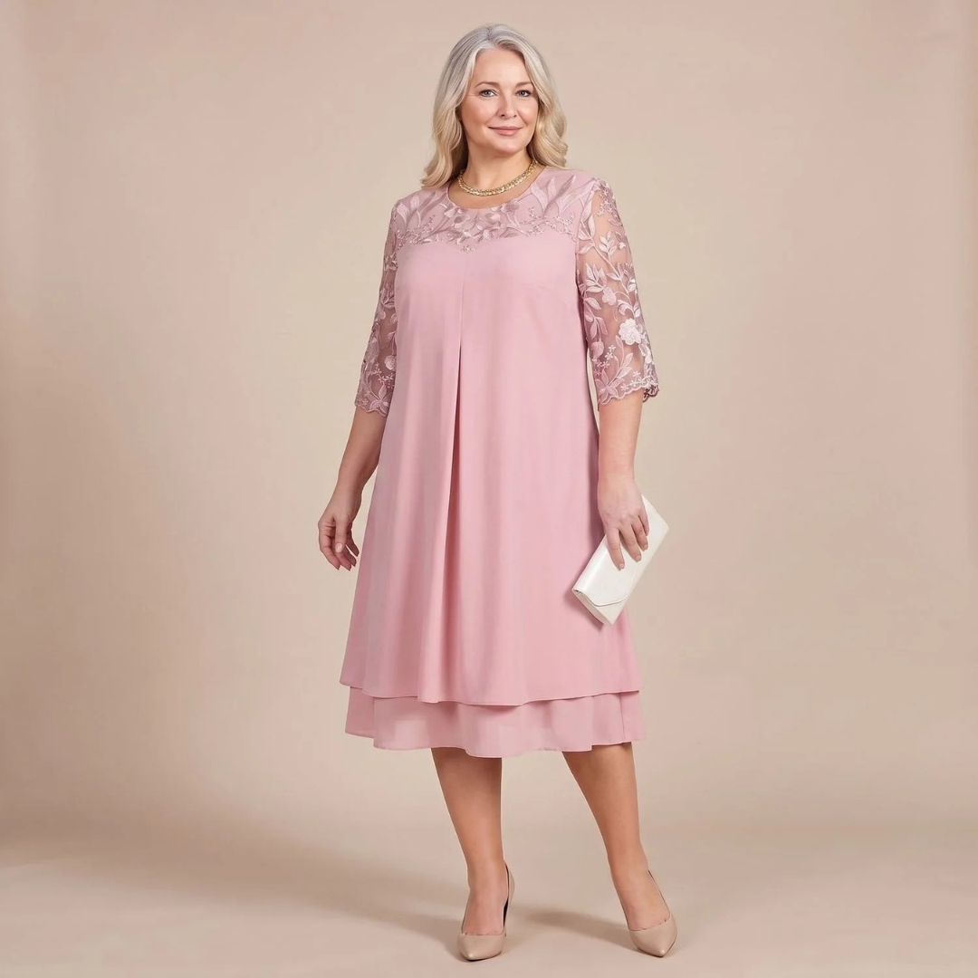 Lieselotte | Damen Midikleid Große Größen mit Blumen