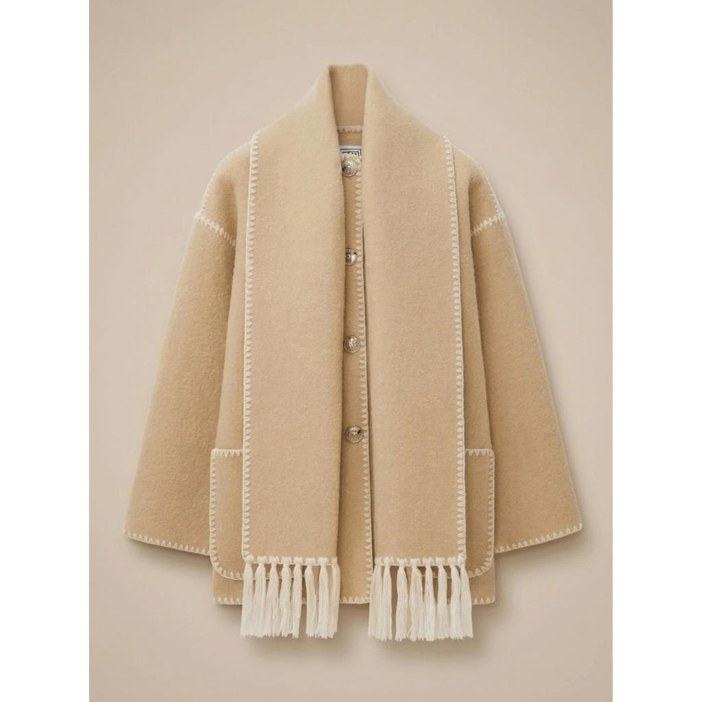 Lieselotte | Damen Wollmantel mit Cape Design und Knöpfen