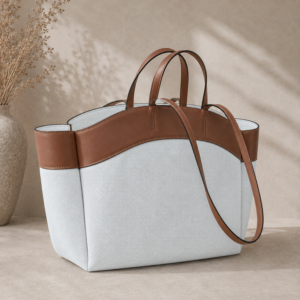 Lilith | Damen Stilvolle Beige-Braune Tote Bag