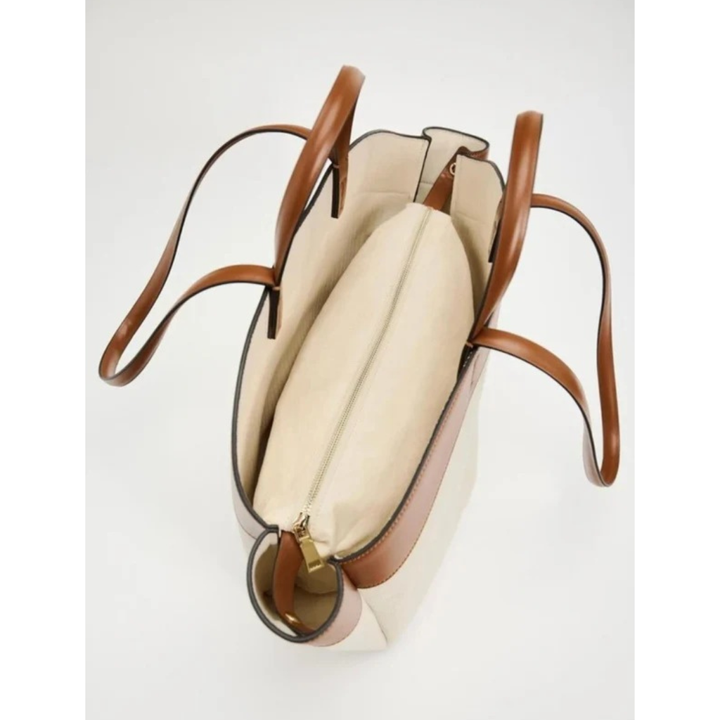 Lilith | Damen Stilvolle Beige-Braune Tote Bag