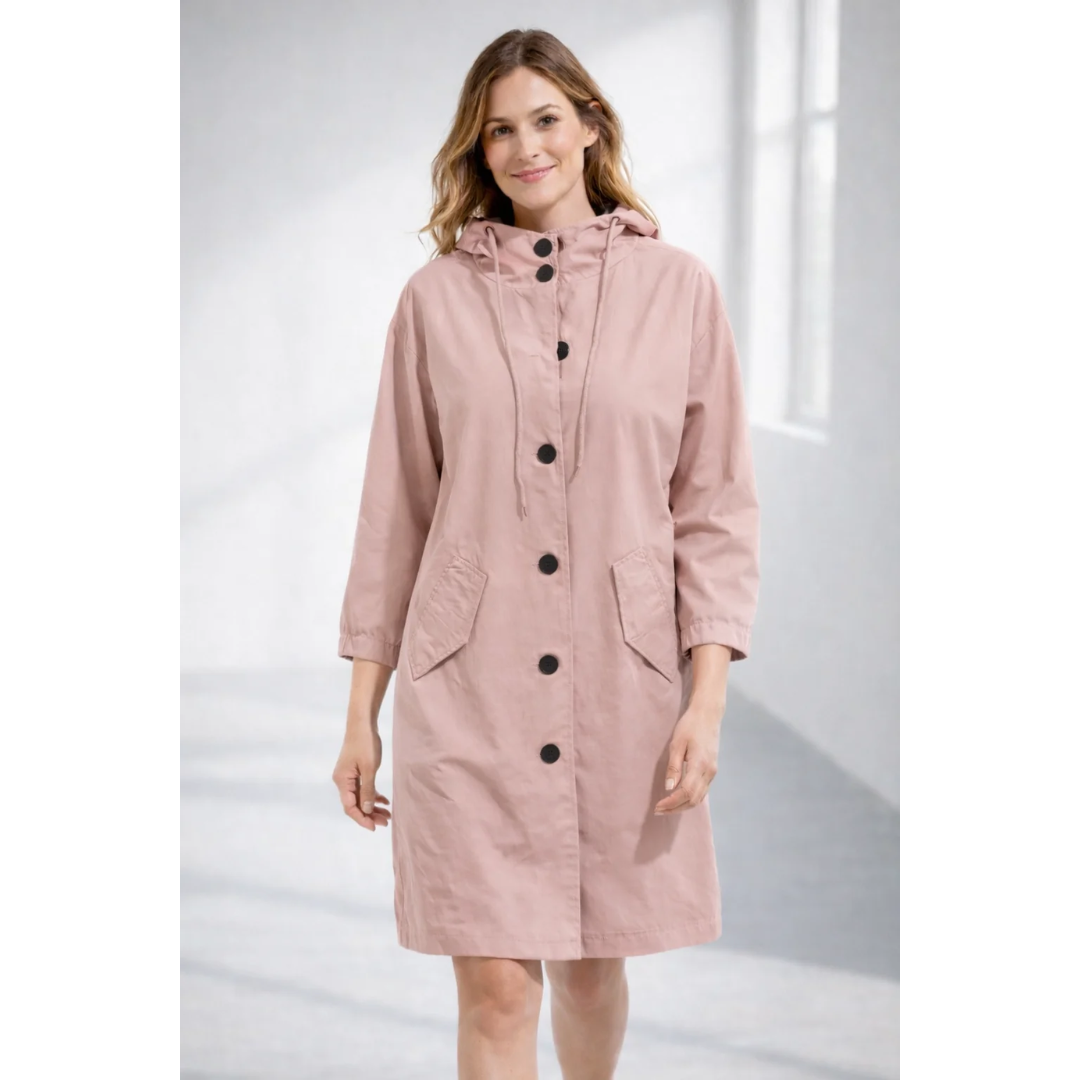 Lilly | Damen Regenjacke mit Kapuze, wasserdicht und Knöpfen