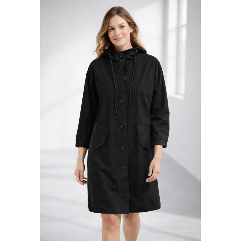 Lilly | Damen Regenjacke mit Kapuze, wasserdicht und Knöpfen