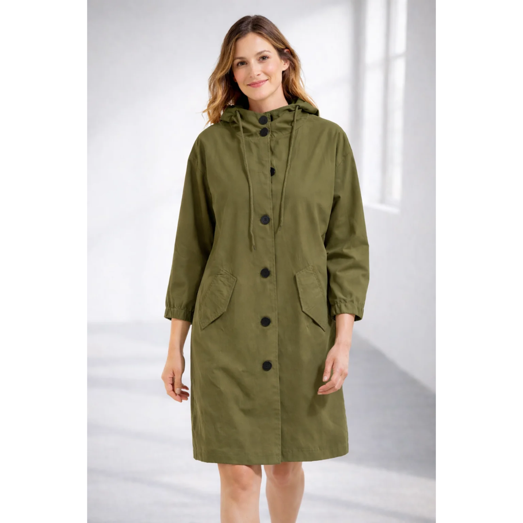 Lilly | Damen Regenjacke mit Kapuze, wasserdicht und Knöpfen