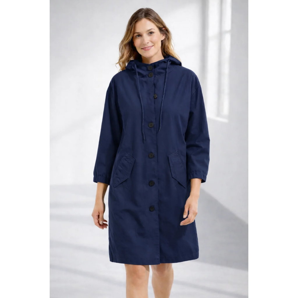 Lilly | Damen Regenjacke mit Kapuze, wasserdicht und Knöpfen