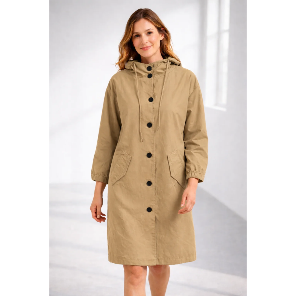 Lilly | Damen Regenjacke mit Kapuze, wasserdicht und Knöpfen