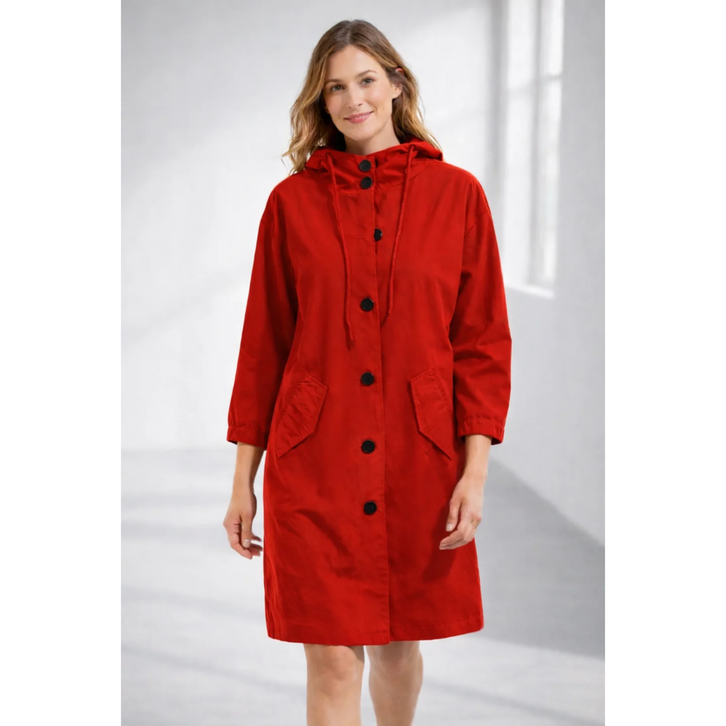 Lilly | Damen Regenjacke mit Kapuze, wasserdicht und Knöpfen