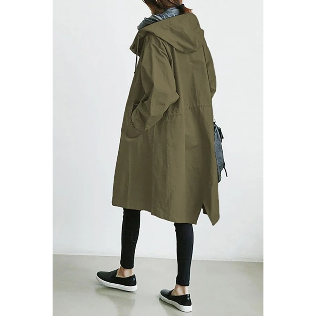 Lilly | Damen Regenjacke mit Kapuze, wasserdicht und Knöpfen