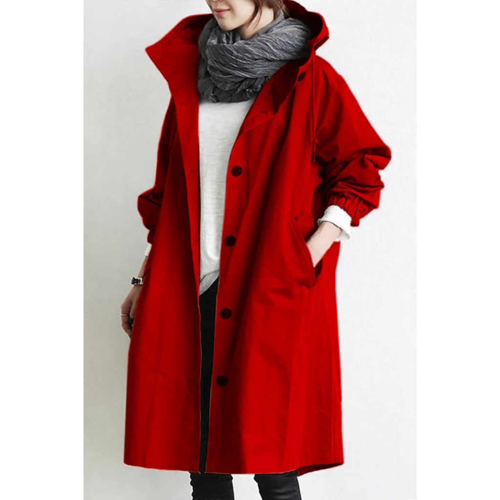 Lilly | Damen Regenjacke mit Kapuze, wasserdicht und Knöpfen