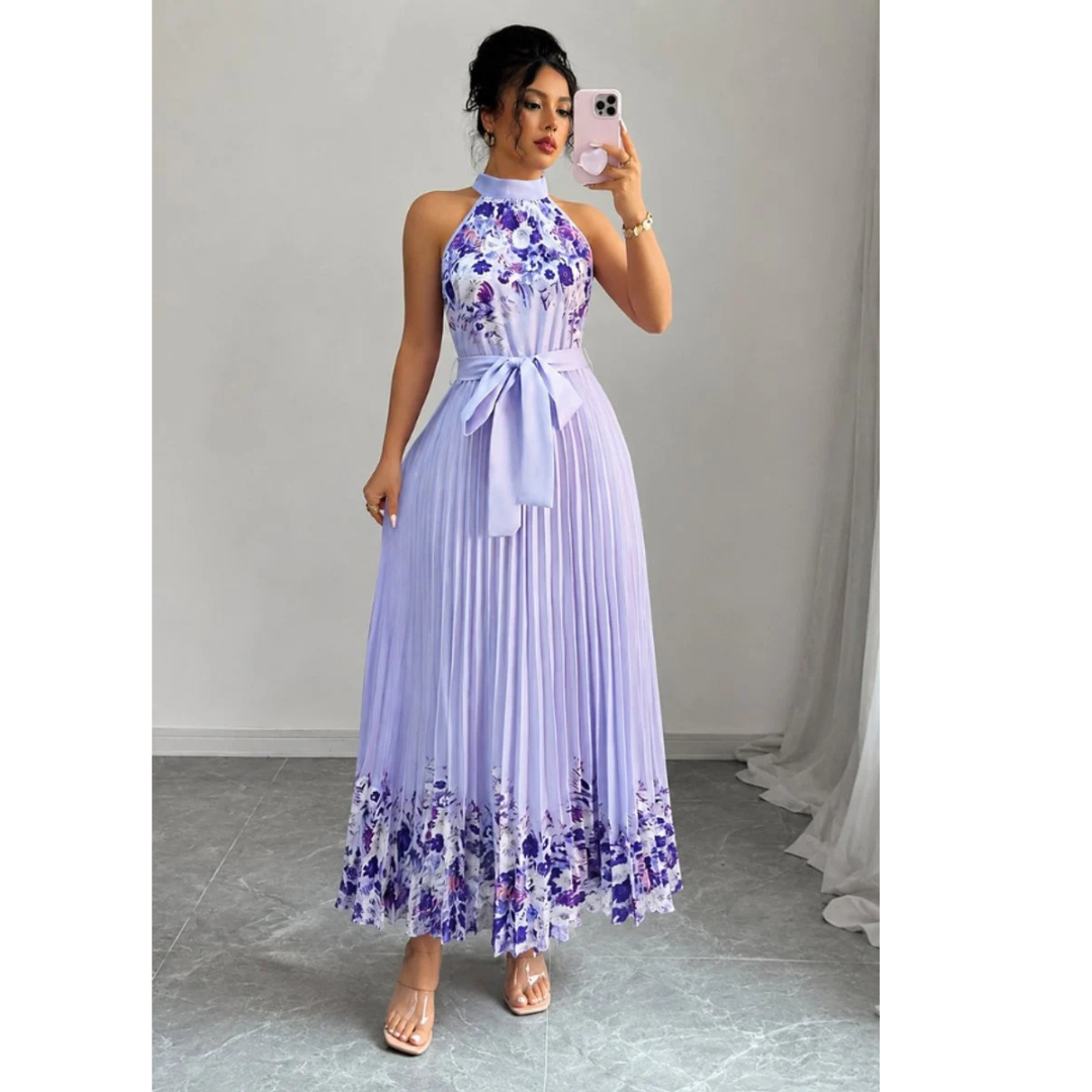 Lina | Damen Stilvolles Neckholder Midi-Kleid