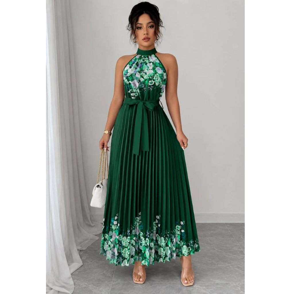 Lina | Damen Stilvolles Neckholder Midi-Kleid