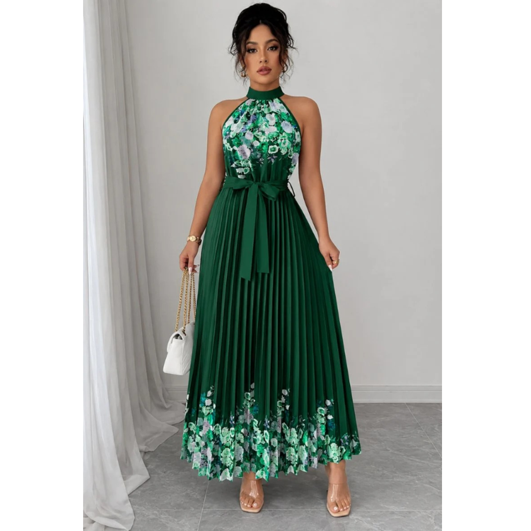 Lina | Damen Stilvolles Neckholder Midi-Kleid