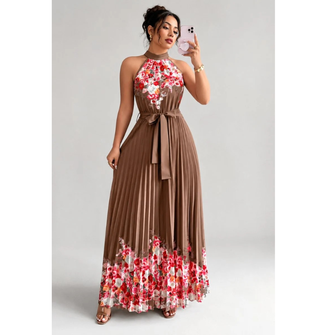 Lina | Damen Stilvolles Neckholder Midi-Kleid